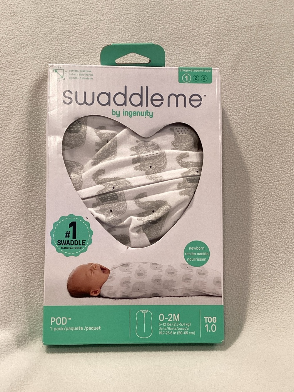 SwaddleMe by Ingenuity Elephant Print Swaddle - White & Gray